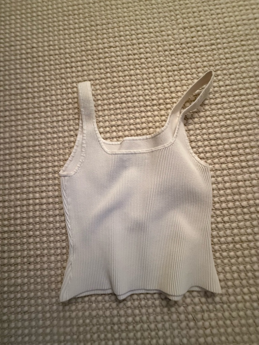 Babaton Cream Ribbed Square-Neck Tank